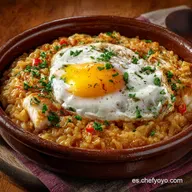 Arroz con huevo y merluza: Receta Casera con Yema L&iacute;quida!