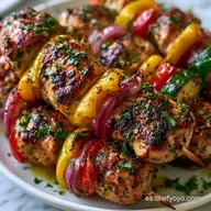 Brochetas De Pollo Con Verduras
