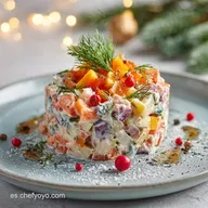 Ensalada Rusa Navide&ntilde;a para 10 Porciones en 45 Minutos