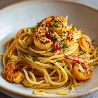 Espaguetis con Gambas al Ajillo para 2 Raciones