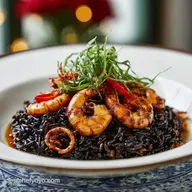 Receta de Arroz Negro con Calamares y Gambas en 40 Minutos