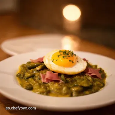 Acelgas a la Extreme&ntilde;a Receta con Jam&oacute;n y Huevo Poch&eacute; Tarjeta de receta