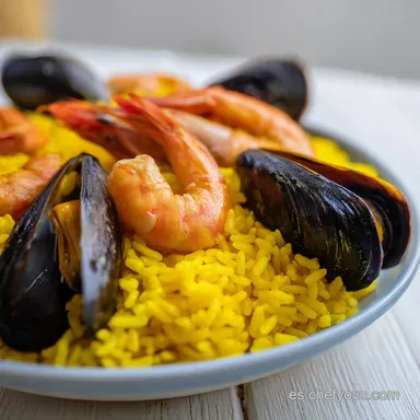 Arroz con Mariscos para 4 Personas Tarjeta de receta