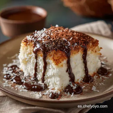 Bizcocho de coco y chocolate keto El postre esponjoso sin az&uacute;car Tarjeta de receta