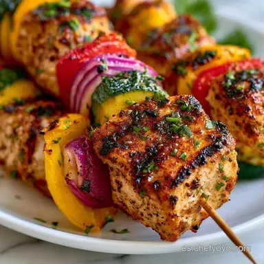 Brochetas De Pollo Con Verduras Tarjeta de receta