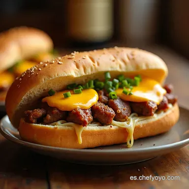 Simple Philly Cheesesteaks Caseros Receta F&aacute;cil y Deliciosa Tarjeta de receta