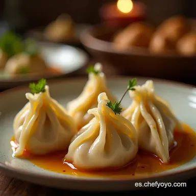 Receta Dumplings de Pollo y Albahaca Fresca al Vapor Fusi&oacute;n &Uacute;nica Tarjeta de receta