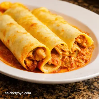 Enchiladas Suizas de Pollo Receta F&aacute;cil y Cremosa Tarjeta de receta