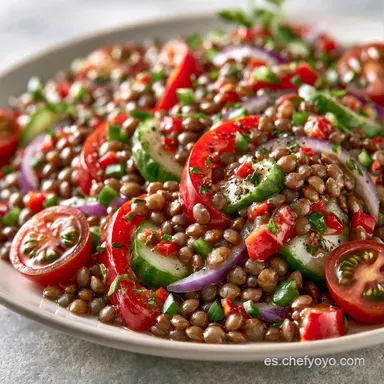 Ensalada de Lentejas de Verano para 4 Tarjeta de receta