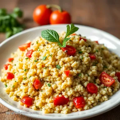 Quinoa Receta Mediterr&aacute;nea: &iexcl;F&aacute;cil, Saludable y Deliciosa! Tarjeta de receta