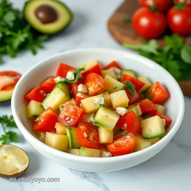Ensalada de Pepino Tomate y Aguacate Frescura Veraniega Tarjeta de receta
