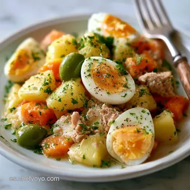 Ensaladilla Rusa Tradicional con Atún Tarjeta de receta