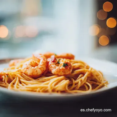 Espaguetis con Gambas al Ajillo en 20 Min Tarjeta de receta