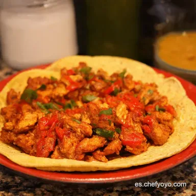 Ole Fajitas de Pollo Picantes Receta F&Aacute;CIL Tarjeta de receta