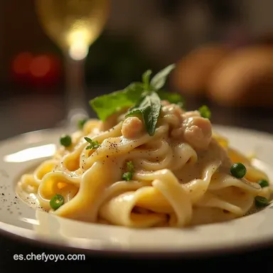 Fettuccine Alfredo Cremoso con Champi&ntilde;ones En 35 Minutos Tarjeta de receta