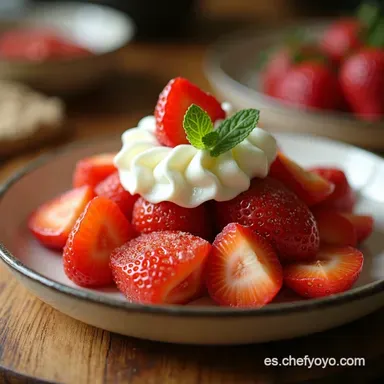 Fresas con Crema Mi Secreto para un Postre Mexicano F&aacute;cil Tarjeta de receta