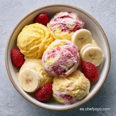 Helados De Fruta Con Yogur Griego Tarjeta de receta