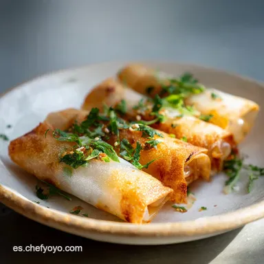 Papel de Arroz Relleno con Verduras para Cena Tarjeta de receta