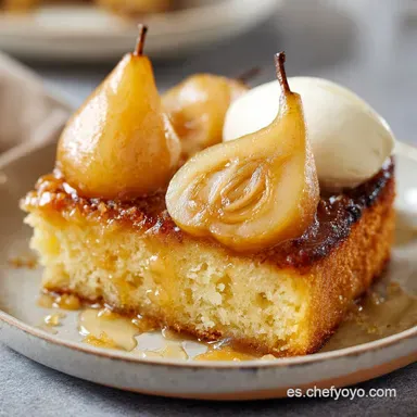 Pastel Invertido Pera con Canela Tarjeta de receta