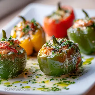 Pimientos rellenos de at&uacute;n: Receta F&aacute;cil, Cremosa y Perfecta para Tapas Tarjeta de receta