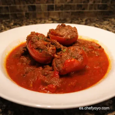 Pimientos Rellenos de Carne Receta F&aacute;cil con Sabor de Abuela Tarjeta de receta