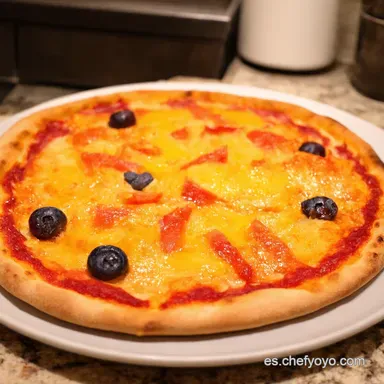 Pizza Dulce de Frutas F&Aacute;CIL Receta Espa&ntilde;ola Casera Tarjeta de receta