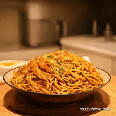 Mi Pollo Lo Mein M&aacute;s F&aacute;cil Cena Lista en 30 Minutos Tarjeta de receta