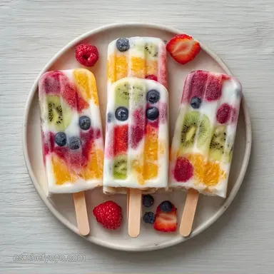 Polos De Fruta con Yogur Griego Tarjeta de receta