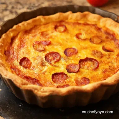 Quiche de Pimiento y Chorizo Un Cl&aacute;sico Espa&ntilde;ol F&aacute;cil Tarjeta de receta