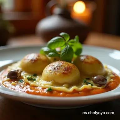 Ravioli di Portobello Olive Garden Casero con Salsa de Salvia Tarjeta de receta