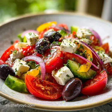 Receta Ensalada Griega Sabor Aut&eacute;ntico para 4 Porciones Tarjeta de receta