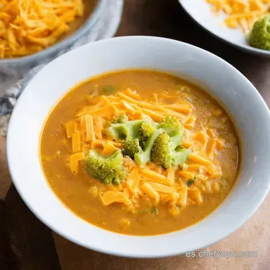 Sopa de Br&oacute;coli y Cheddar Panera en Casa Receta F&aacute;cil Tarjeta de receta