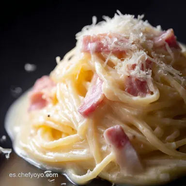 Como Hacer Spaghetti Carbonara Aut&eacute;ntica: &iexcl;Receta Italiana F&aacute;cil! Tarjeta de receta