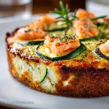 Tarta salada de salm&oacute;n y calabac&iacute;n: Receta f&aacute;cil, saludable y crujiente Tarjeta de receta