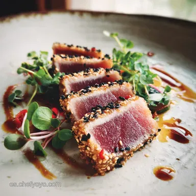 Tataki de At&uacute;n Pan-Seared for 47 Minutes Tarjeta de receta