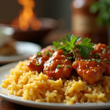 Arroz Frito con Pollo Teriyaki Receta F&aacute;cil y Casera Tarjeta de receta