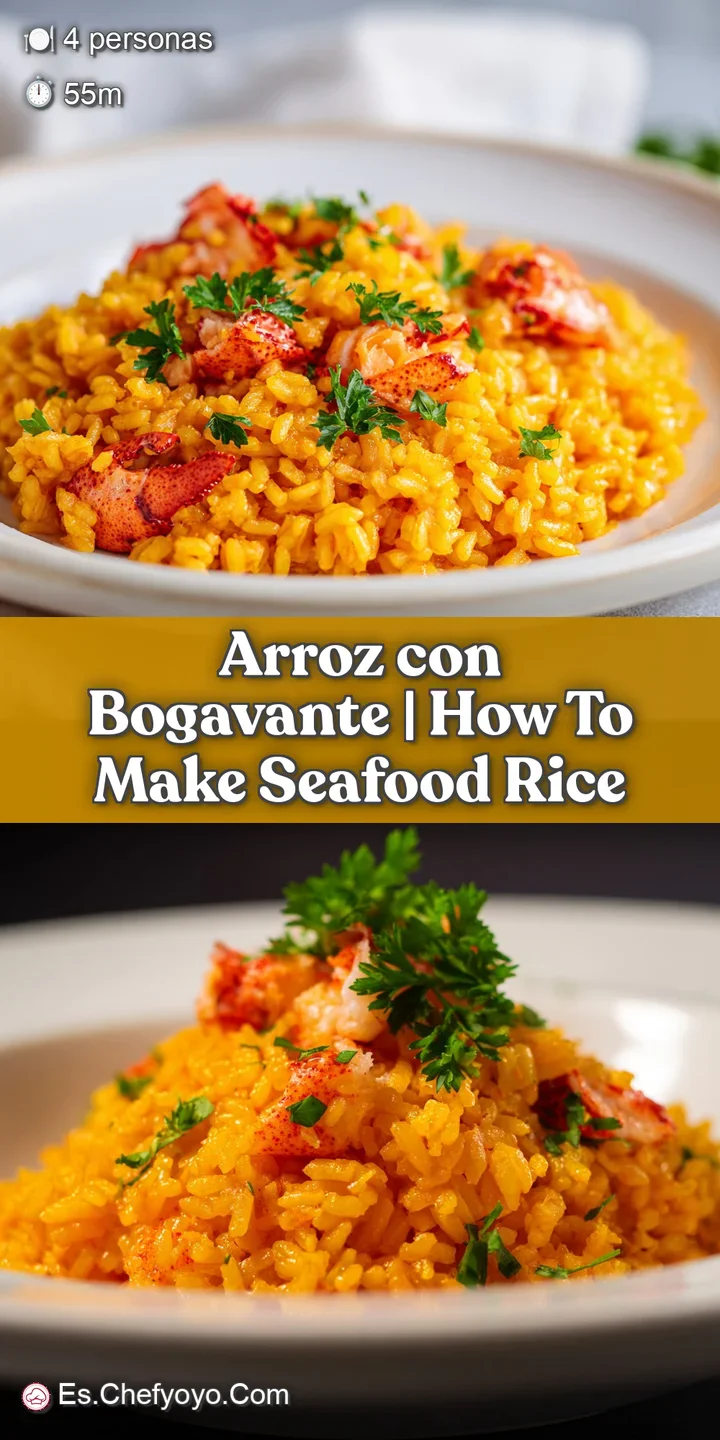 Primer plano de granos de arroz brillantes y jugosos junto a carne de bogavante blanca y tierna con vapor ascendente.