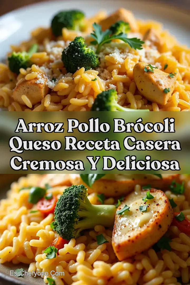 Arroz Pollo Br&oacute;coli Queso Receta Casera Cremosa y Deliciosa