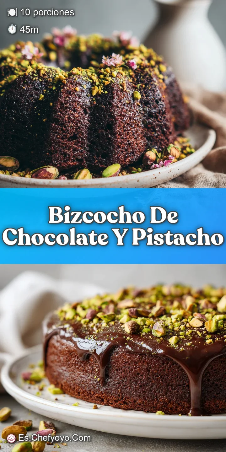 Close-up view of moist, dense chocolate cake studded with bright green pistachios, highlighting the irresistible texture a...