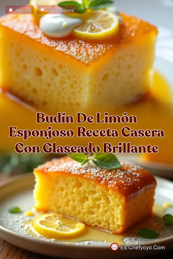 Bud&iacute;n de Lim&oacute;n Esponjoso Receta Casera con Glaseado Brillante
