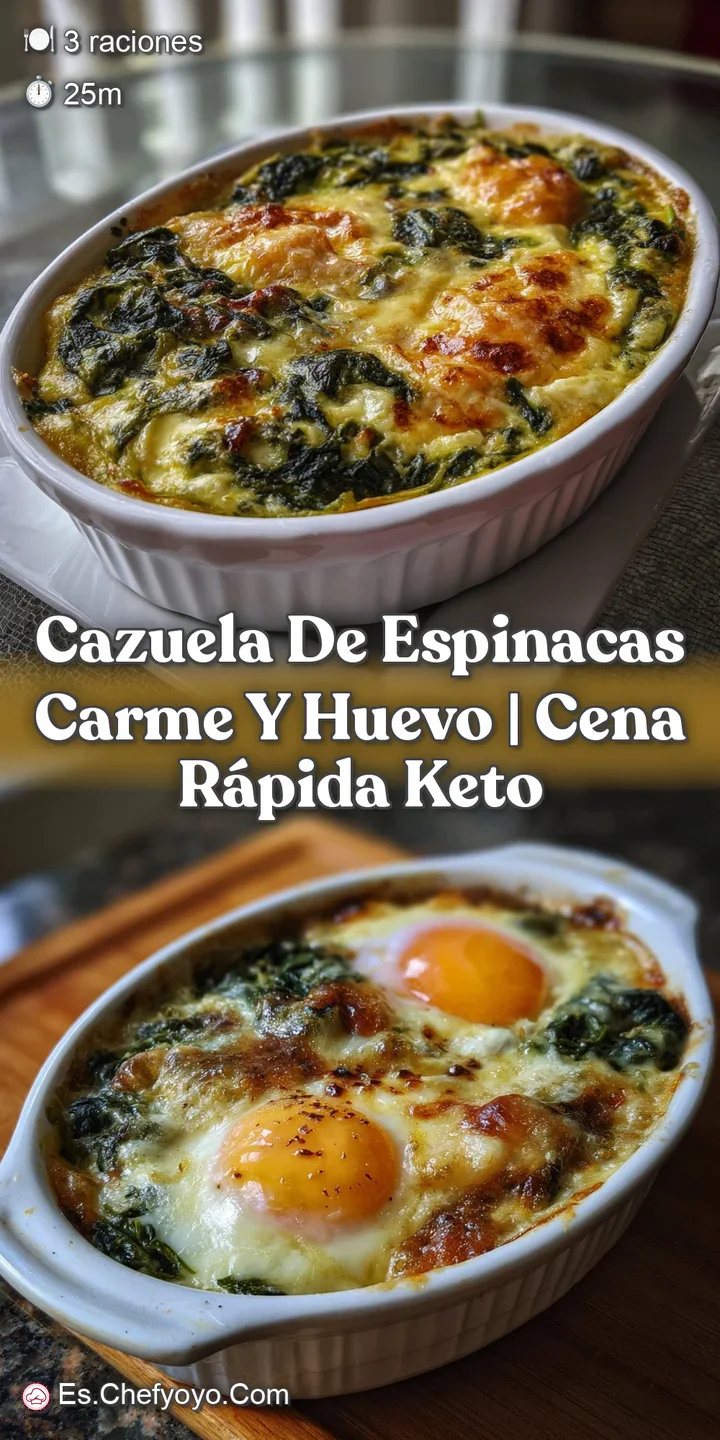 Cazuela de Espinacas Carme y Huevo | Cena R&aacute;pida Keto