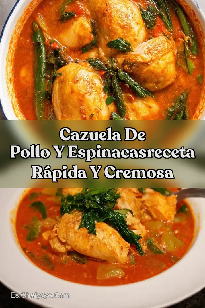 Cazuela de Pollo y EspinacasReceta R&aacute;pida y Cremosa