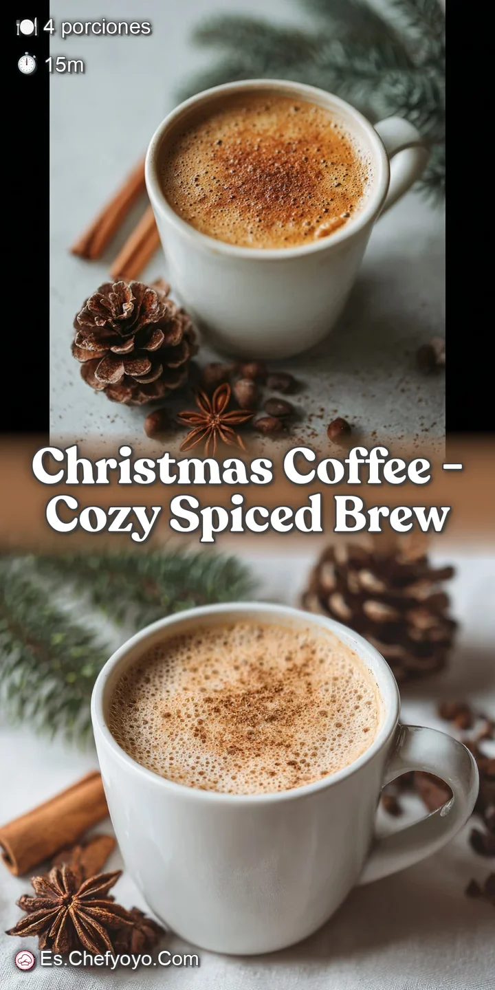 Close-up: Christmas coffee with rich, dark color, a creamy top, and a sprinkle of spice. Star anise on the side.