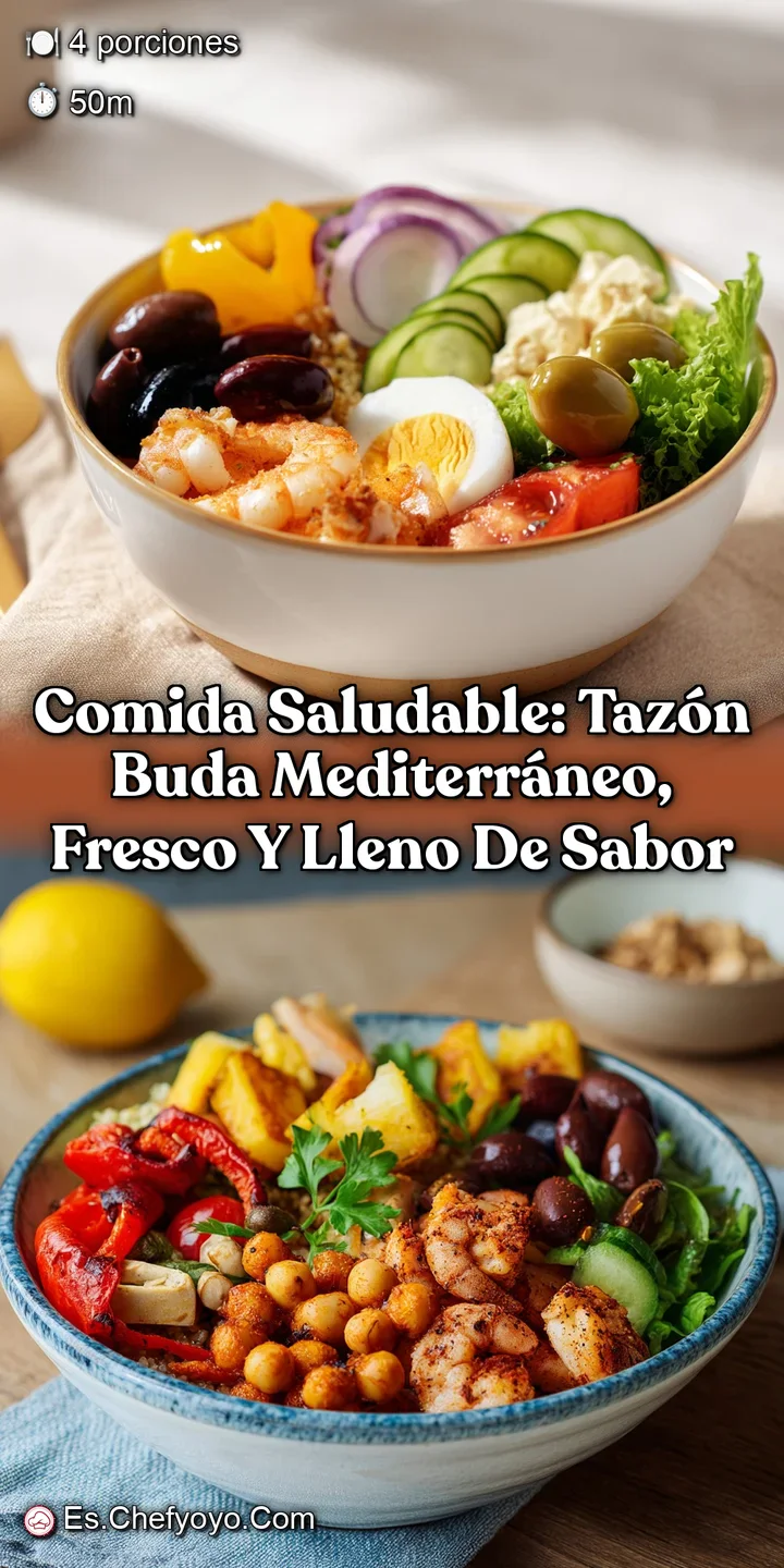 Comida Saludable: Taz&oacute;n Buda Mediterr&aacute;neo Fresco y Lleno de Sabor