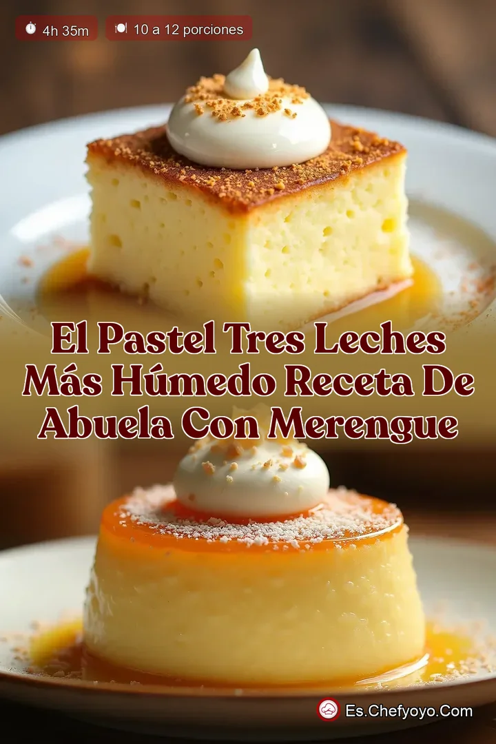 El Pastel Tres Leches M&aacute;s H&uacute;medo Receta de Abuela con Merengue
