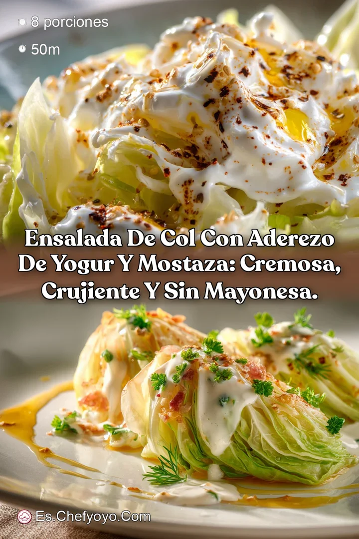 Ensalada de col con aderezo de yogur y mostaza: Cremosa crujiente y sin mayonesa.