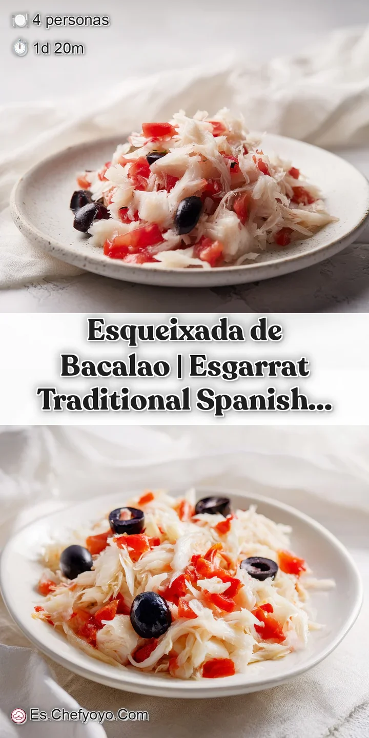 Primer plano de hebras de bacalao jugoso mezcladas con tomate picado, resaltando el brillo del aceite y texturas frescas.