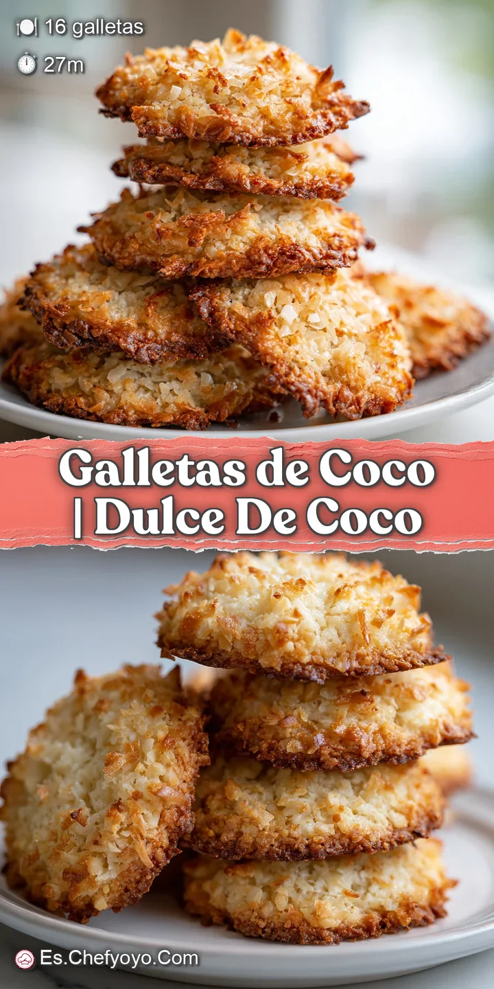 Primer plano de una galleta de coco h&uacute;meda por dentro, con bordes caramelizados y una superficie granulada y blanca.