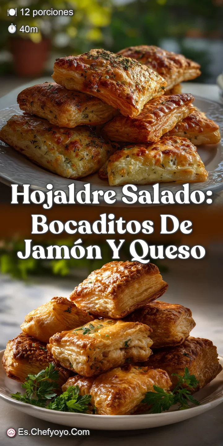 Close-up view of the savory pastry, revealing a crisp, layered texture and a peek of the creamy filling. Warm colors hint ...