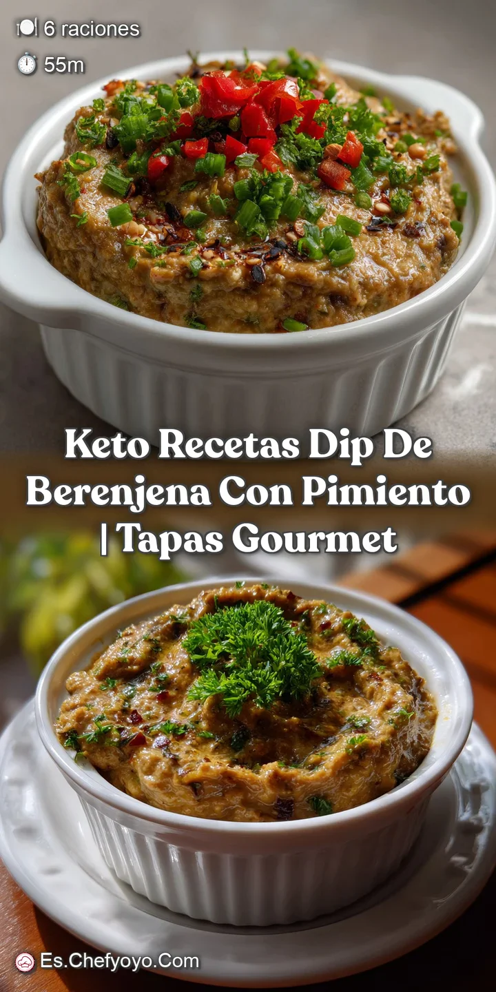 Close-up of the textured, pur&eacute;ed eggplant dip. Hints of char from the roasted vegetables, and a swirl of olive oil glisten...